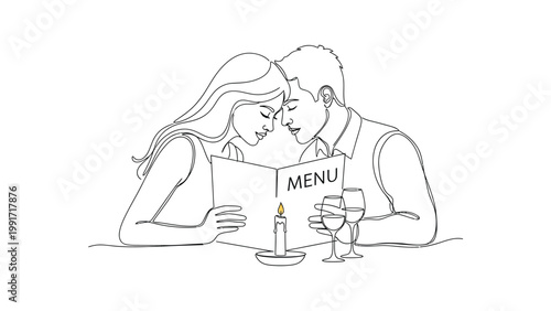 Couple sharing a romantic dinner date.