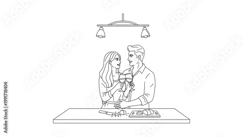 Couple enjoying a romantic dinner date.