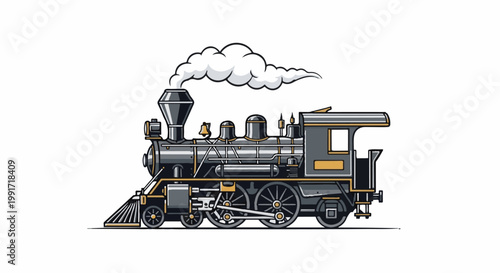 Vintage steam locomotive with smoke billowing from its chimney