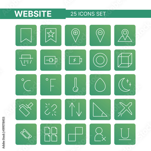 Modern website icon set featuring clean line icons designed for web development, UI UX design, and digital interfaces. Perfect for websites, mobile apps, dashboards, presentations, and digital product