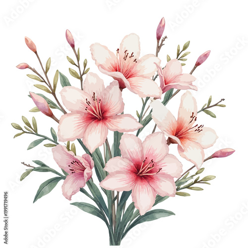 Pink Lily Bouquet with Green Foliage