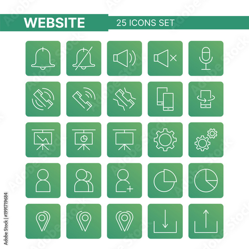 Modern website icon set featuring clean line icons designed for web development, UI UX design, and digital interfaces. Perfect for websites, mobile apps, dashboards, presentations, and digital product