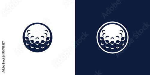 Golf ball emblem a dual tone design for sports and branding.
