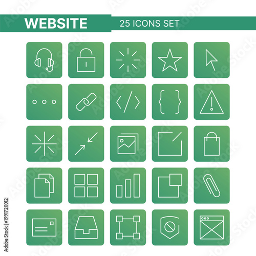 Modern website icon set featuring clean line icons designed for web development, UI UX design, and digital interfaces. Perfect for websites, mobile apps, dashboards, presentations, and digital product