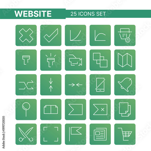 Modern website icon set featuring clean line icons designed for web development, UI UX design, and digital interfaces. Perfect for websites, mobile apps, dashboards, presentations, and digital product