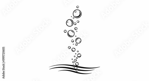 Stylized water bubbles rising from wavy lines