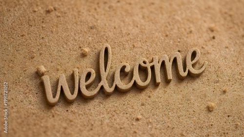 Minimalist bold welcome wording poster, versatile modern wall art design for stylish home entryway, printable greeting décor.