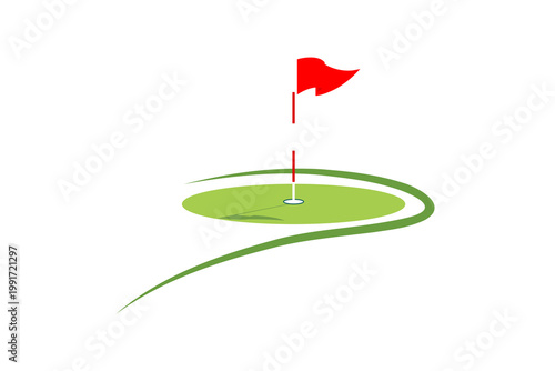 Golf course flag and hole a simple vector illustration