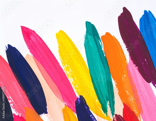 Abstract brush strokes poster with colorful painted textures and creative splashes, perfect for stylish modern wall décor.