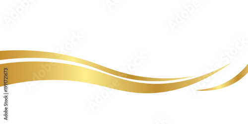 Golden border swooshes wave element with a metallic gradient