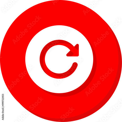 Fotografie Small white reload symbol within a red circular frame for subtle sync interface