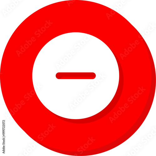 Small white minus symbol within a red circular frame for subtle delete actions