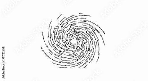 Swirling vortex of dashed lines on a white background, abstract design