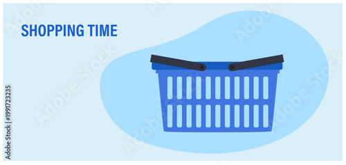 Shopping Time, online shopping and grocery delivery service vector illustration