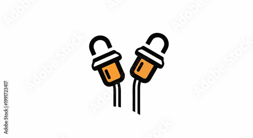 Two orange and black audio connector icons on white background