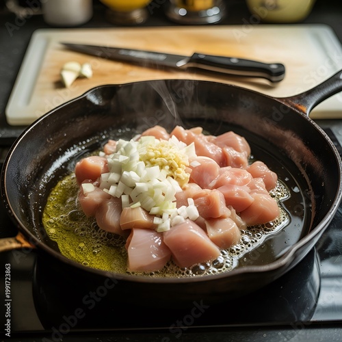 Cooking Process of High Protein Chicken Meal on Induction Stove