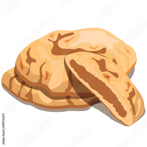 pita bread, pocket bread vector.