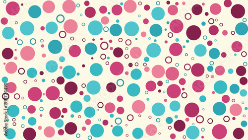 Colorful polka dot seamless pattern with mixed circle sizes for playful backgrounds, kids design, wrapping paper, and creative surfaces