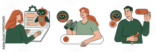 Robot development and artificial intelligence innovation with people and technology machine learning data science assembly line robot arm technology innovation development computer automation