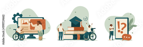 Inclusive learning and educational opportunities with technology and people with disabilities e learning graduation cap platform education inclusion accessibility disability