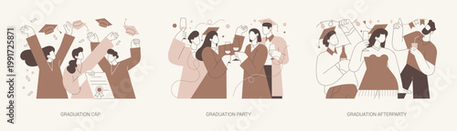 Graduation isolated cartoon vector illustrations se