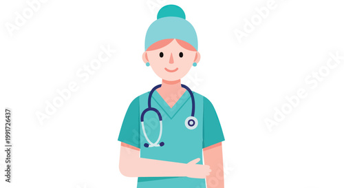 Female doctor, medical professional, healthcare worker, cartoon nurse