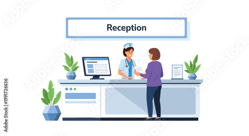 Reception desk, office reception area, front desk, customer service