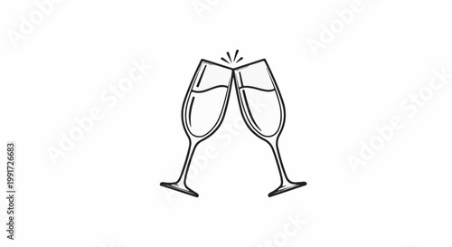 Two champagne glasses clinking together, symbolizing celebration and good times