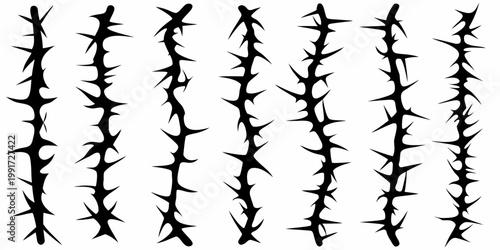 Black and white illustration of multiple strands of barbed wire