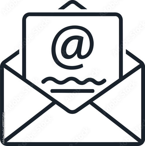 Email envelope icon communication and messaging symbol in black and white