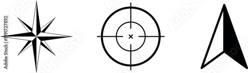 Compass Vector Set, Navigation Directional Symbol on transparent background.
