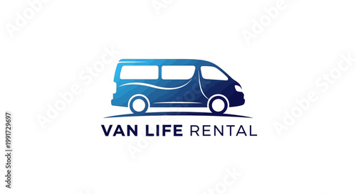 Blue Van Life Rental Logo on White Background for Travel.