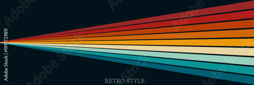 Abstract background of rainbow groovy Wavy Line design in 1970s Hippie Retro style. Vector pattern ready to use for cloth, textile, wrap and other.