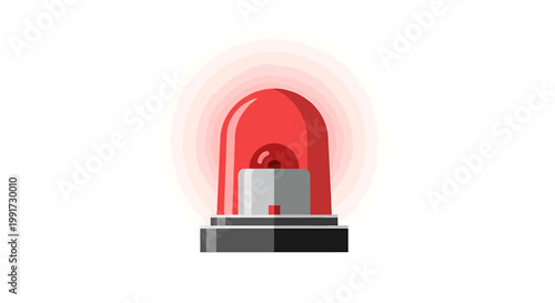 Red emergency siren light flashing on a white background, a symbol of alert and danger