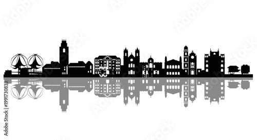 London city skyline silhouette UK Thames river.