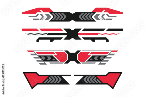 Sport Racing Stripes Car Stickers Set, Performance Body Modification Vinyl Decals for Cars, Bikes and Trucks, Drift Speed Graphic Kit, Automotive Livery Design, Vector Isolated Collection