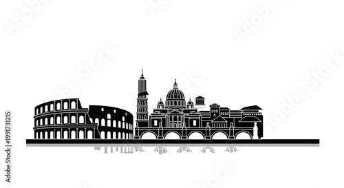 Rome cityscape Italy skyline Colosseum Vatican architecture.