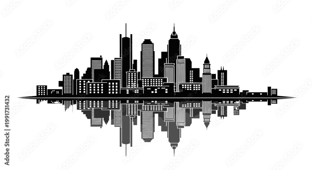 Obraz premium New York City skyline silhouette urban landscape.