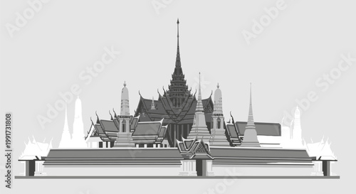 Wat Phra Kaew temple complex Bangkok Thailand.