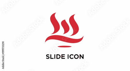 Abstract Red Flame Icon Depicting Heat and Energy.