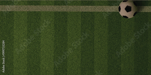 Soccer Ball On Lined Grass Field Corner Close-Up With Striped Mown Pitch Texture.modern