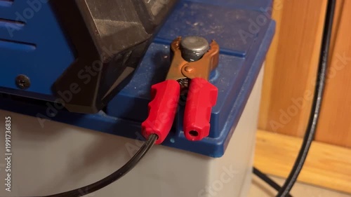Detailed View Of Electrical Contact Point Showing Insulated Components And Workshop Setting