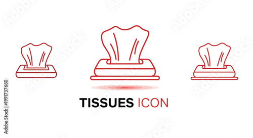 Clean Tissue Box Icon Set for Hygiene and Sanitation.
