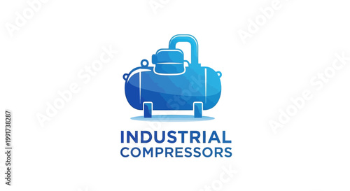 Blue Industrial Compressor Tank Design for Manufacturing and Production.
