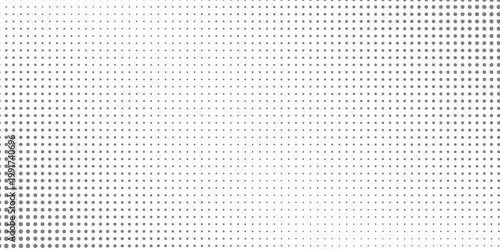 Grunge halftone gradient background. Faded grit noise texture. White and black sand wallpaper. Retro pixelated backdrop. Anime or manga style comic overlay. Vector graphic design textured template