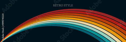 Abstract background of rainbow groovy Wavy Line design in 1970s Hippie Retro style. Vector pattern ready to use for cloth, textile, wrap and other.