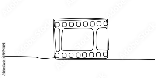 film strip continuous one line drawing, Continuous one line drawing cinema film strip. Vintage cinema element isolated on a white background. Vector illustration, Film strip continuous one line 
