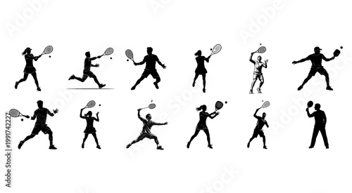 Minimalist Tennis Swing Techniques Vector Animation Sequence