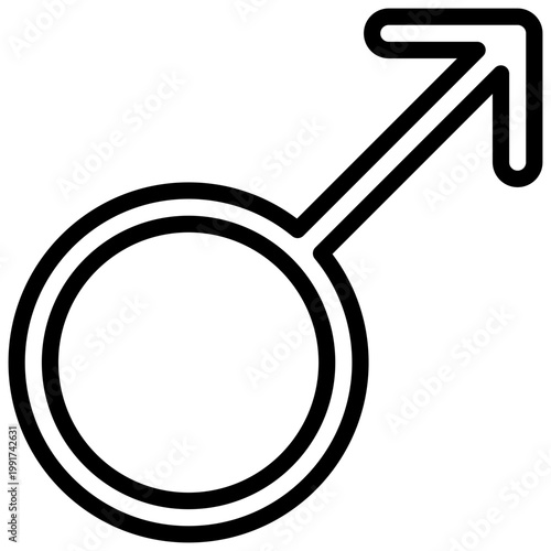 Male symbol. Editable stroke vector icon.