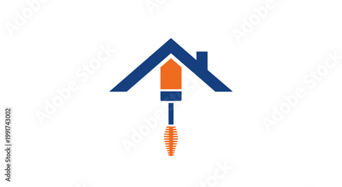 Creative house repair logo with screwdriver and roof elements.